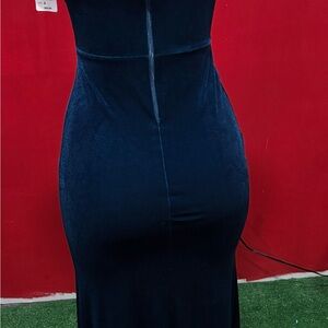 Windsor Midnight Blue Velvet Slit Gown